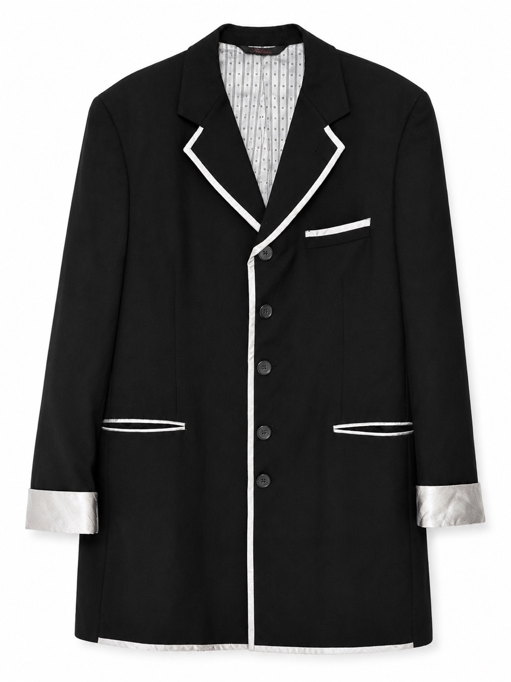 Black Blazer with White Piping - Men's Sport Coat